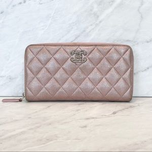 (SOLD) Chanel Glitter Zip Around Wallet Pink